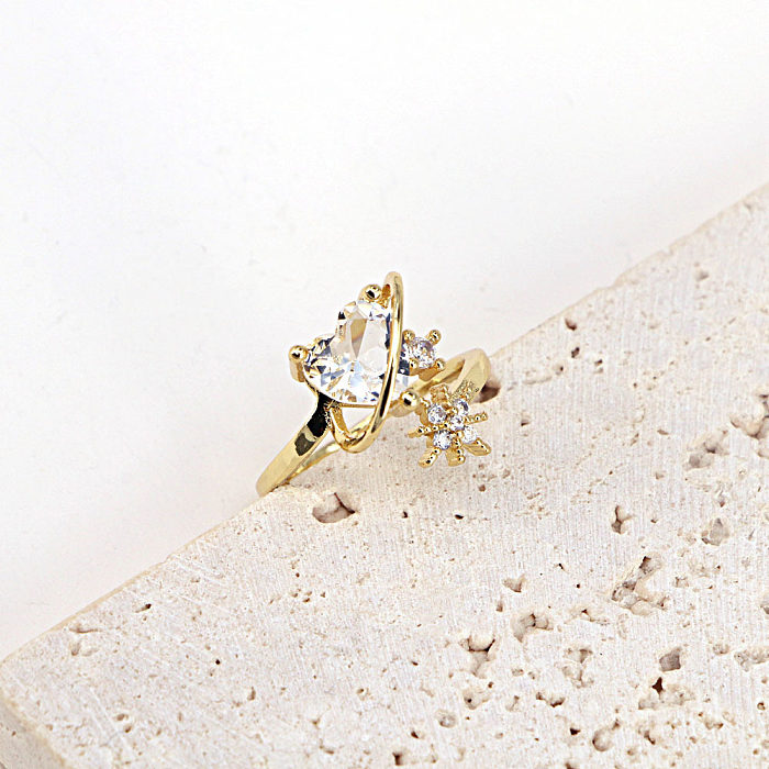 Moda cobre novos anéis de cobre com diamante colorido microincrustado
