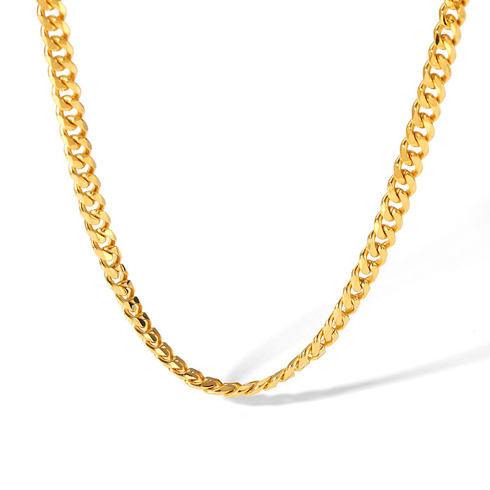 Hip-Hop-Armband-Halskette im schlichten Stil mit einfarbiger Edelstahlbeschichtung und 18 Karat vergoldet