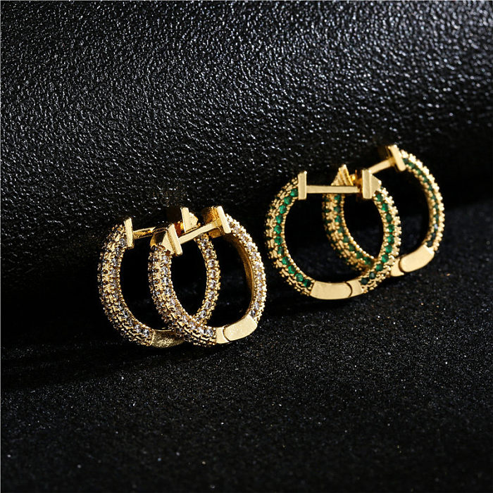 Simple Fashion Style Zircon Copper Geometric Earrings