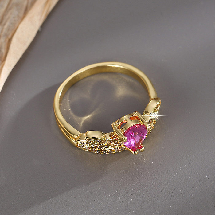 Lady Water Droplets Copper Plating Inlay Zircon Rings