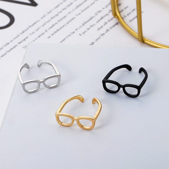 Anillos de cobre chapados en anillo abierto de cobre de gafas de estilo simple