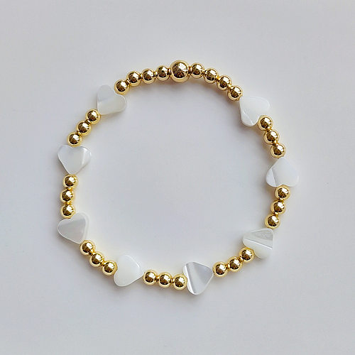 Bracelets plaqués or 18K de placage de cuivre de coquille de forme de coeur de style d'INS