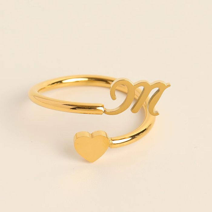 Anéis abertos de cobre com letras de estilo simples