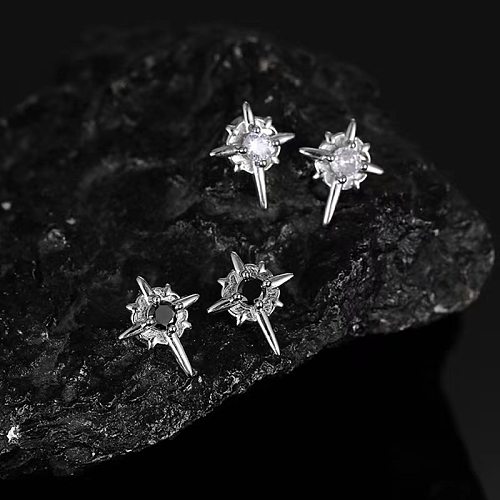 1 Pair Simple Style Cool Style Star Plating Inlay Copper Rhinestones Ear Clips