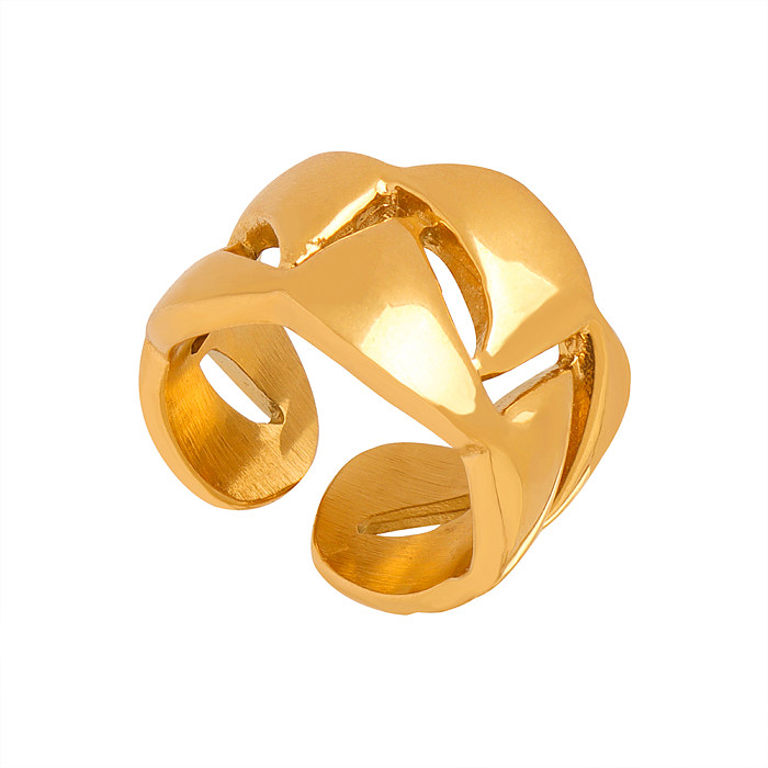 الهيب هوب روك بانك هندسية مطلية بالتيتانيوم حلقات مفتوحة مطلية بالذهب عيار 18 قيراط