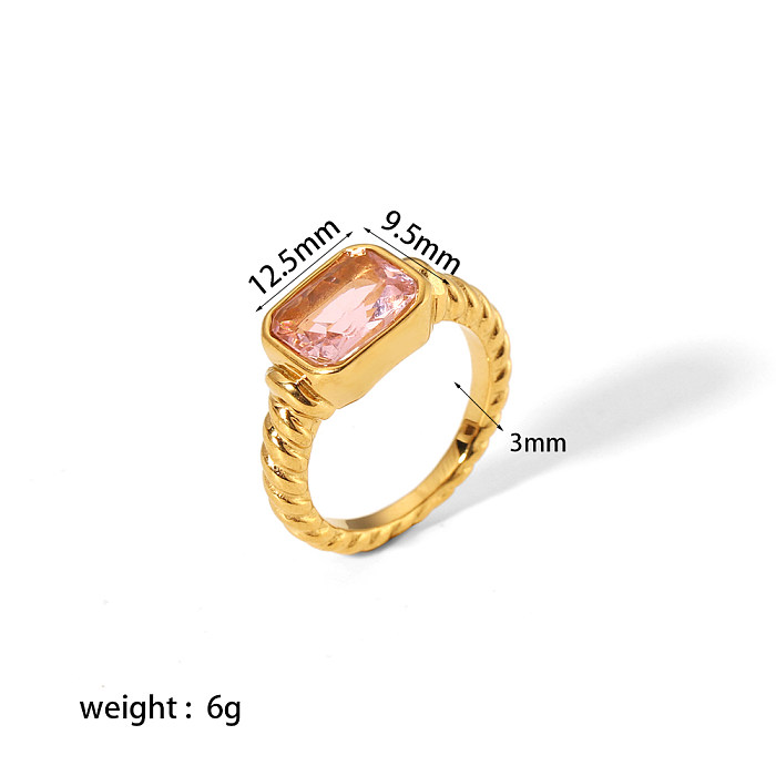 Retro Twist Stainless Steel Polishing Plating Inlay Zircon 18K Gold Plated Rings
