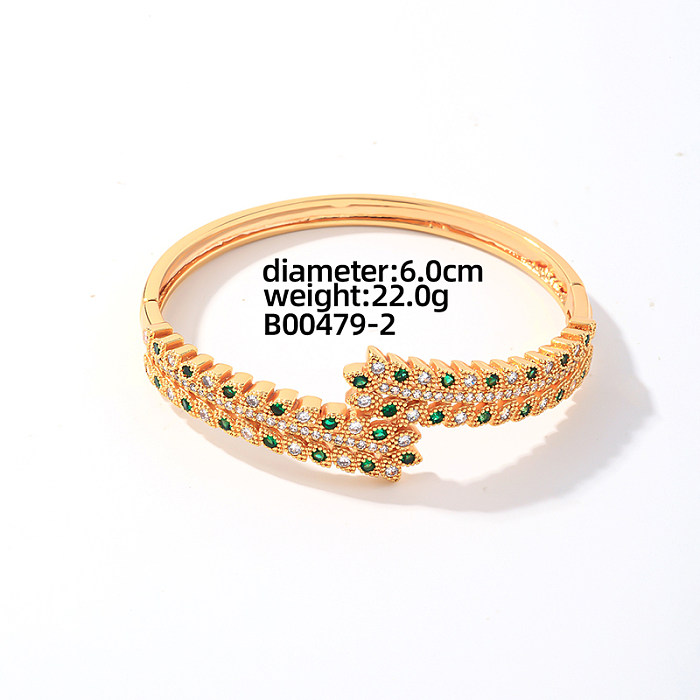 Casual Elegant Round Copper Plating Inlay Zircon Gold Plated Rings Bracelets