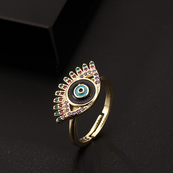 Fashion Eye Kupfer vergoldeter Zirkon offener Ring