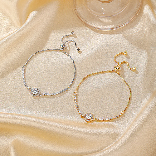 Bracelets plaqués or blanc 14 carats avec incrustation de placage de cuivre rond brillant de style moderne