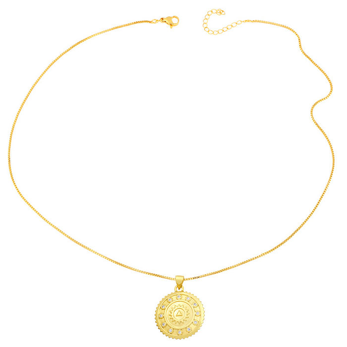 Collier pendentif lettre soleil cuivre Zircon, vente en gros de bijoux