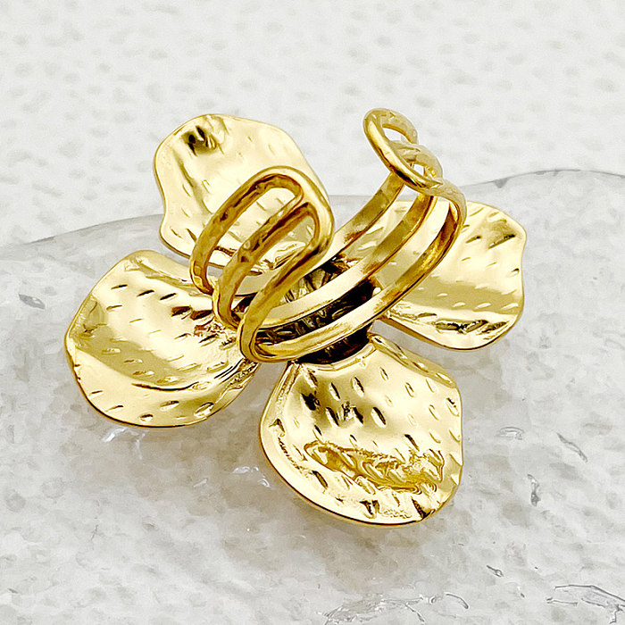 Elegant Sweet Artistic Flower Stainless Steel Plating Gold Plated Open Rings