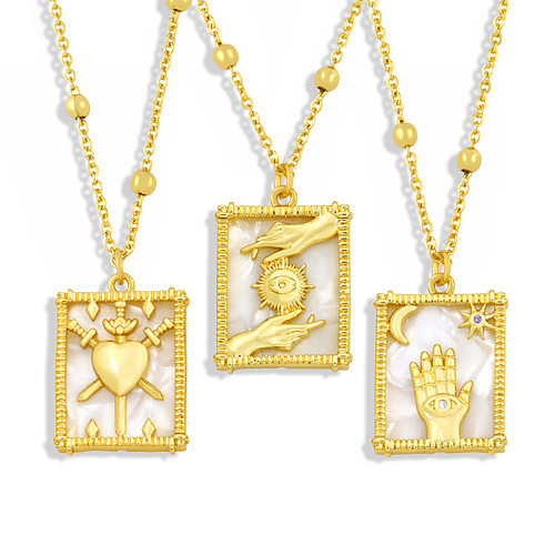 Pendentif Tarot carré en cuivre incrusté de Zircon, chaîne de clavicule, vente en gros de bijoux, nouvelle collection