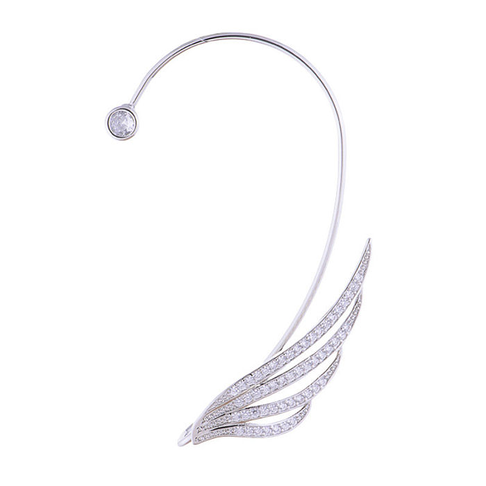 1 peça estilo simples asas chapeamento incrustação liga cobre strass vidro branco banhado a ouro brincos gancho de orelha
