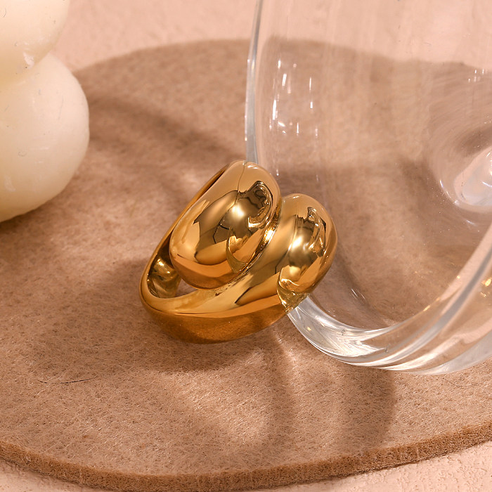 Anillos chapados en oro de 18 quilates con revestimiento de acero inoxidable geométrico de estilo simple básico