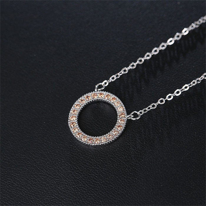 Casual Vintage Style Simple Style Round Copper Zircon Pendant Necklace In Bulk
