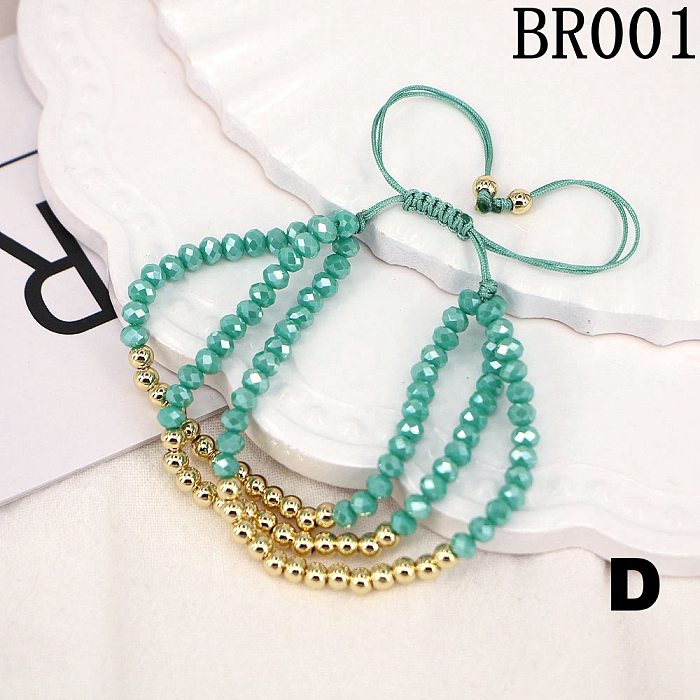 European And American Fashion Crystal Copper Beads Adjustable Braided Bracelet
