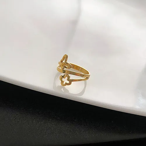 1 Piece Simple Style Butterfly Titanium Steel Plating Rings