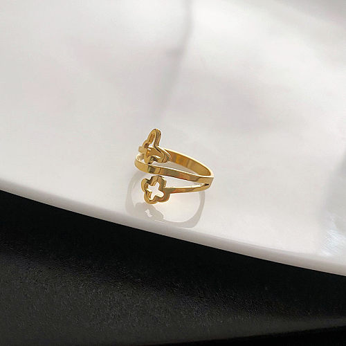 1 pièce d'anneaux plaqués en acier titane papillon de style simple