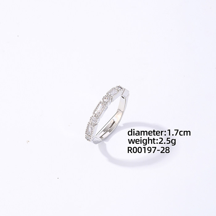 Casual Sweet Shiny Bow Knot Copper Plating Inlay Zircon White Gold Plated Open Rings