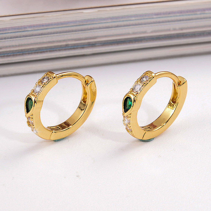 1 Pair Simple Style Water Droplets Plating Inlay Copper Zircon 18K Gold Plated Earrings