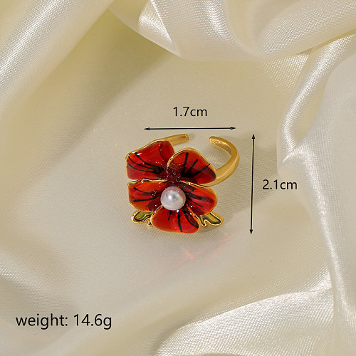Classical Flower Copper Plating 18K Gold Plated Open Rings