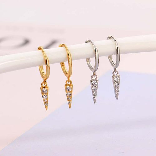 1 Pair Simple Style Triangle Plating Inlay Copper Zircon Drop Earrings