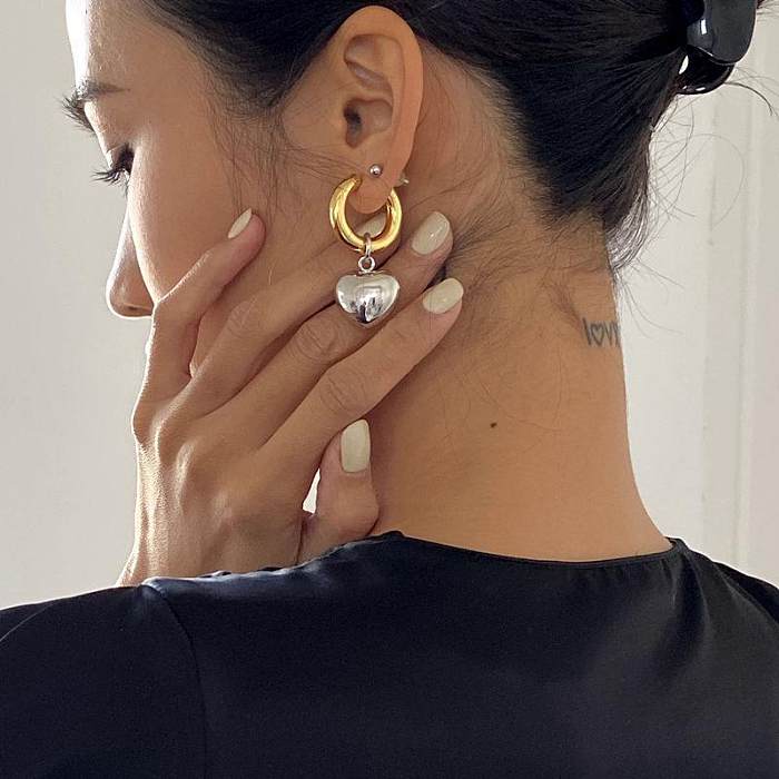 1 Pair Elegant Streetwear Heart Shape Plating Copper Drop Earrings