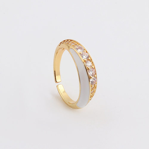 Simple Style Round Copper Inlay Artificial Gemstones Rings