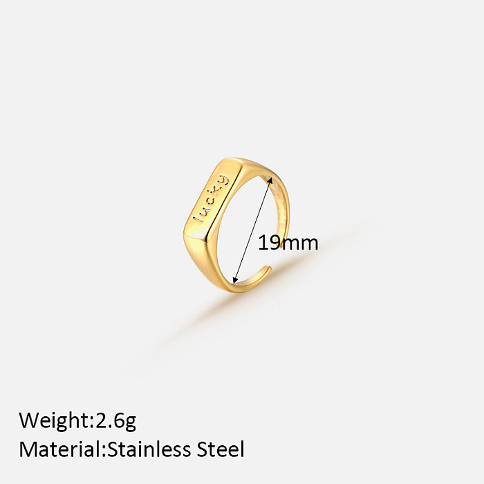 خاتم مفتوح مطلي بالذهب عيار 18 قيراط من الفولاذ المقاوم للصدأ على شكل حرف بسيط بكميات كبيرة