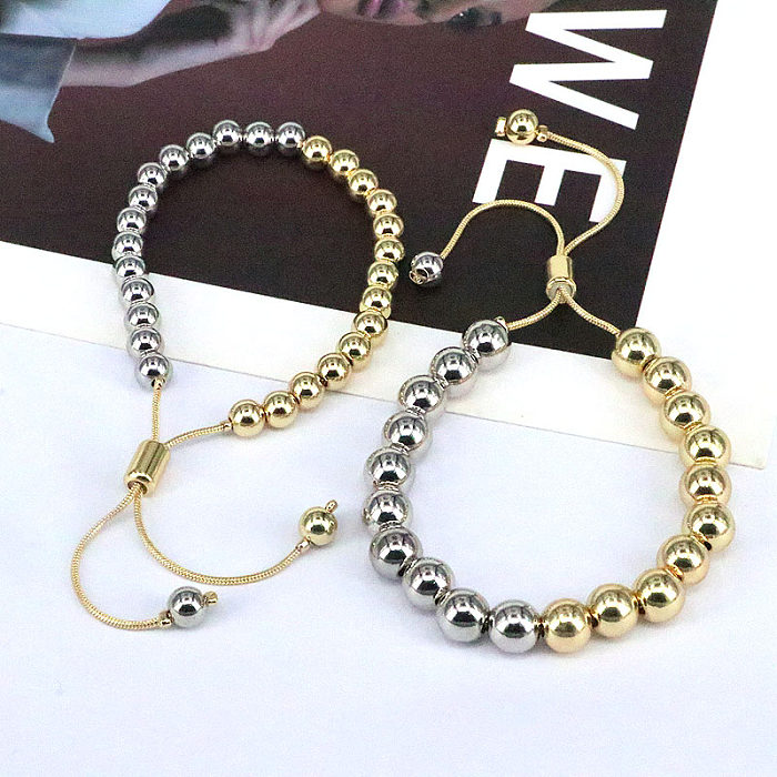 INS Style Punk rond cuivre perlé placage bracelets plaqués or