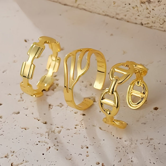 Simple Style Geometric Heart Shape Copper Plating Open Rings