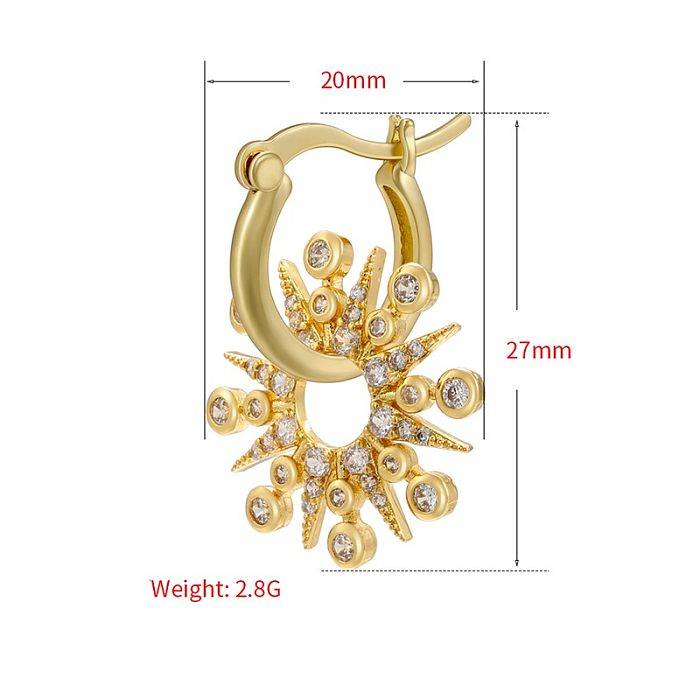 1 Pair Casual Circle Brass Plating Inlay Zircon Drop Earrings