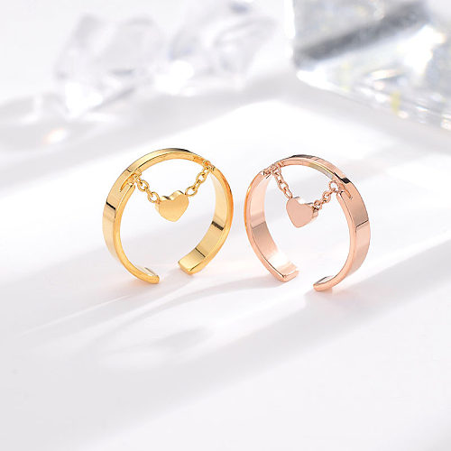 Simple Style Heart Shape Titanium Steel Plating Open Ring