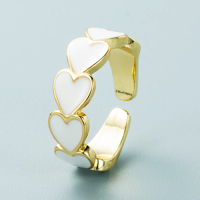 Vintage Copper-plated Drip Oil Heart-shaped Open Tail Ring Wholesale