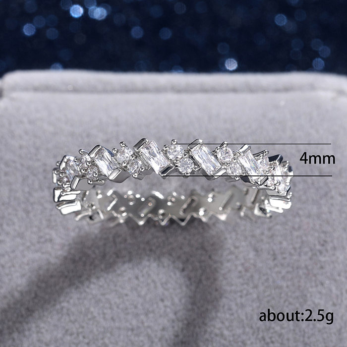 Moda jóias novo diamante quadrado feminino cobre incrustado anel de cauda de zircão
