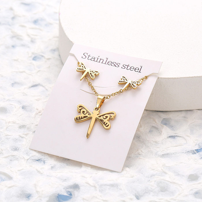 1 peça estilo simples estrela gato borboleta conjunto de joias femininas de aço inoxidável