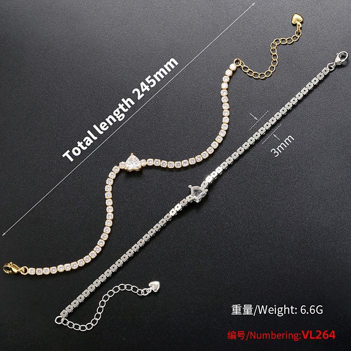 1 pièce mignon coeur forme cuivre placage incrustation Zircon femmes Bracelets collier