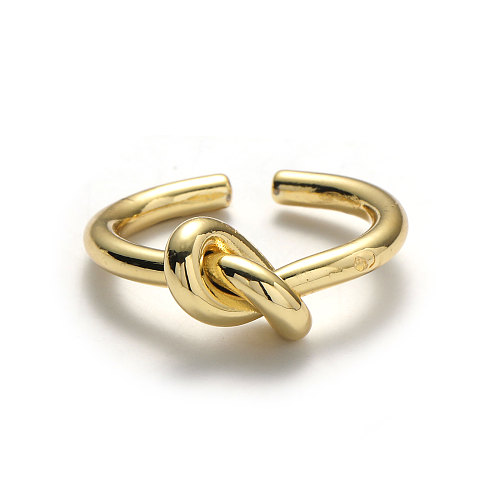 INS Style Simple Style couleur unie noeud cuivre placage 18K or plaqué anneau ouvert