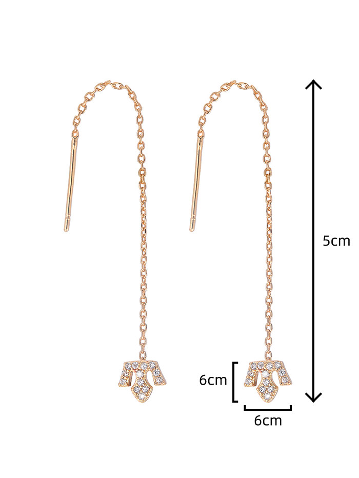 1 Pair Simple Style Crown Copper Inlay Zircon Gold Plated Ear Line