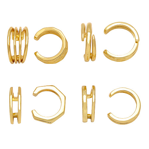 1 par de punhos de orelha banhados a ouro 18K estilo simples streetwear geométrico revestido de cobre