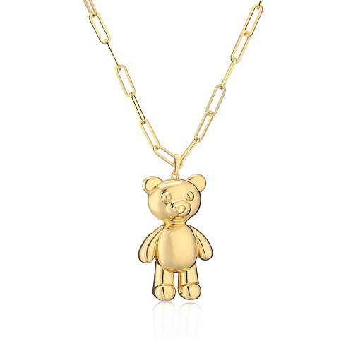 Süße kleine Bären-Halskette mit hohlem, 18 Karat vergoldetem Anhänger
