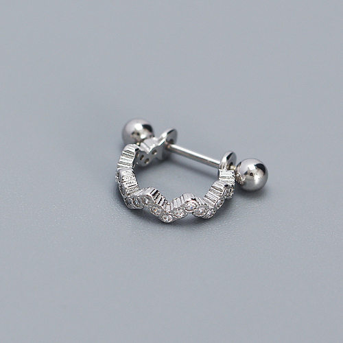 Boucles d'oreilles en argent sterling avec pierres précieuses artificielles, 1 pièce, style simple, placage géométrique