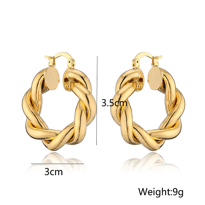 Modische geometrische Retro-Ohrringe aus verkupfertem Echtgold