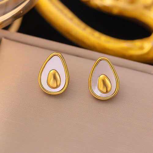 IG Style Avocado Stainless Steel Inlay Shell Earrings Necklace