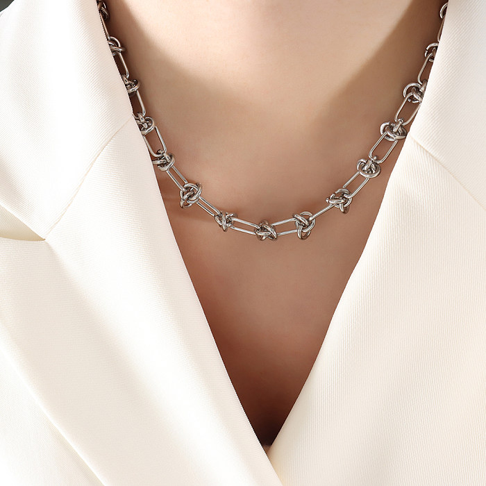INS Style Cool Style Knot Titanium Steel Chapeamento de ouro 18K pulseiras colar