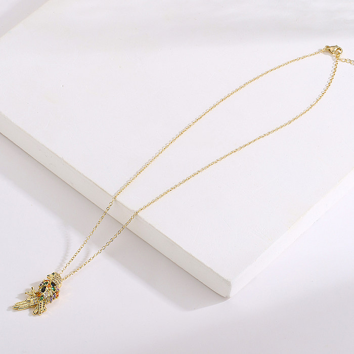 Moda tartaruga coelho pássaro cobre banhado a ouro zircão pingente colar 1 peça