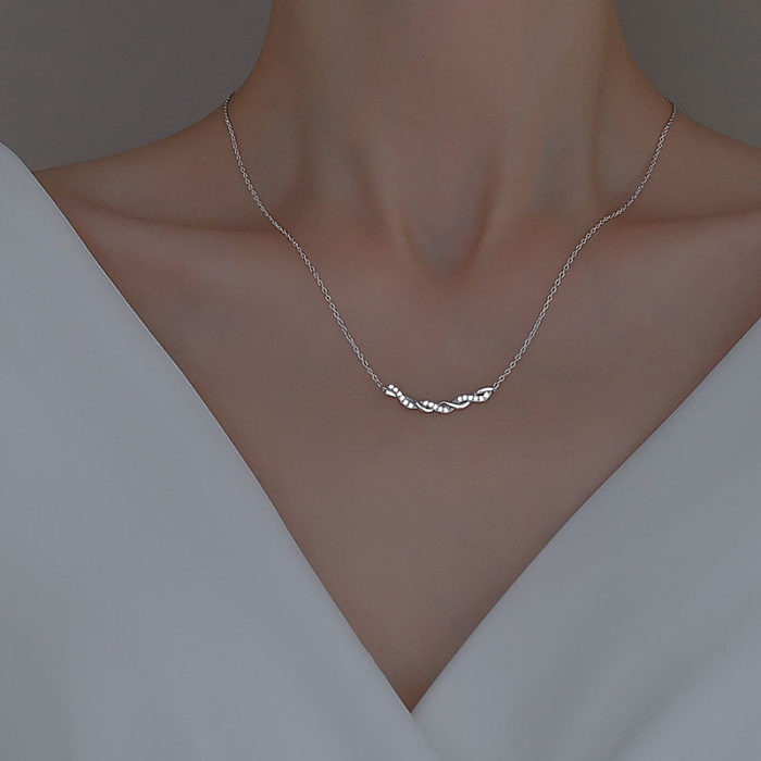 Elegant Streetwear Twist Copper Plating Inlay Zircon Necklace