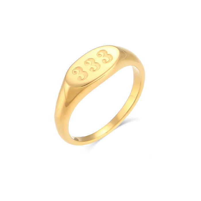 Anéis banhados a ouro 18K de aço inoxidável com letra exagerada a granel