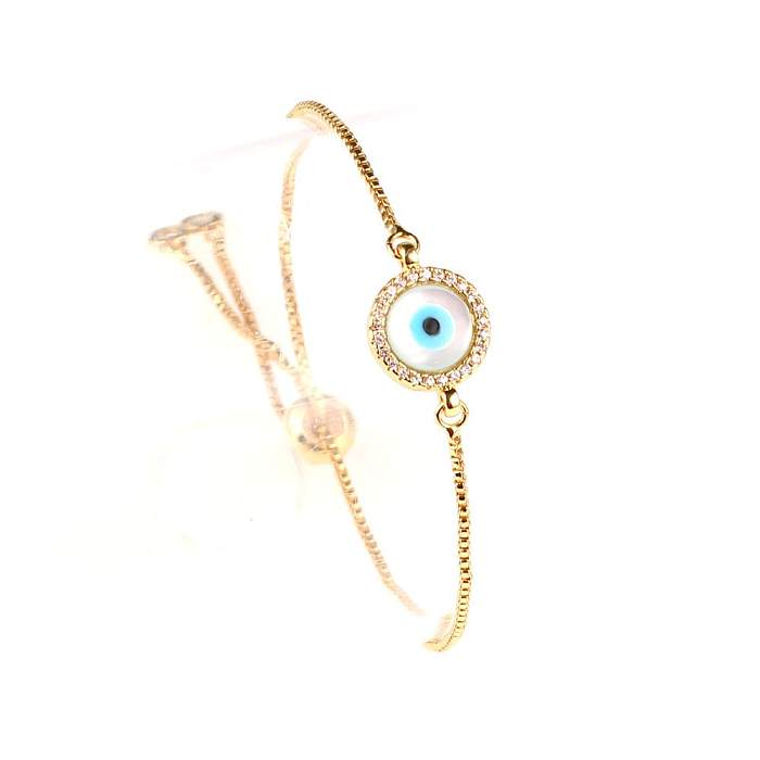 Nouveaux accessoires Bracelet oeil bleu oeil du diable Micro incrusté de diamant coquille tirant le Bracelet en Zircon