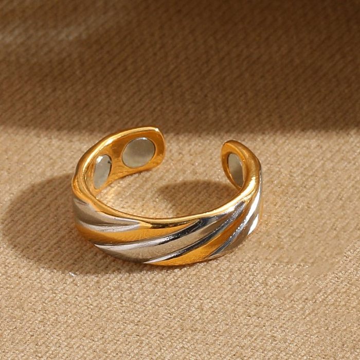 Simple Style Stripe Solid Color Magnet Copper Asymmetrical Plating Open Rings